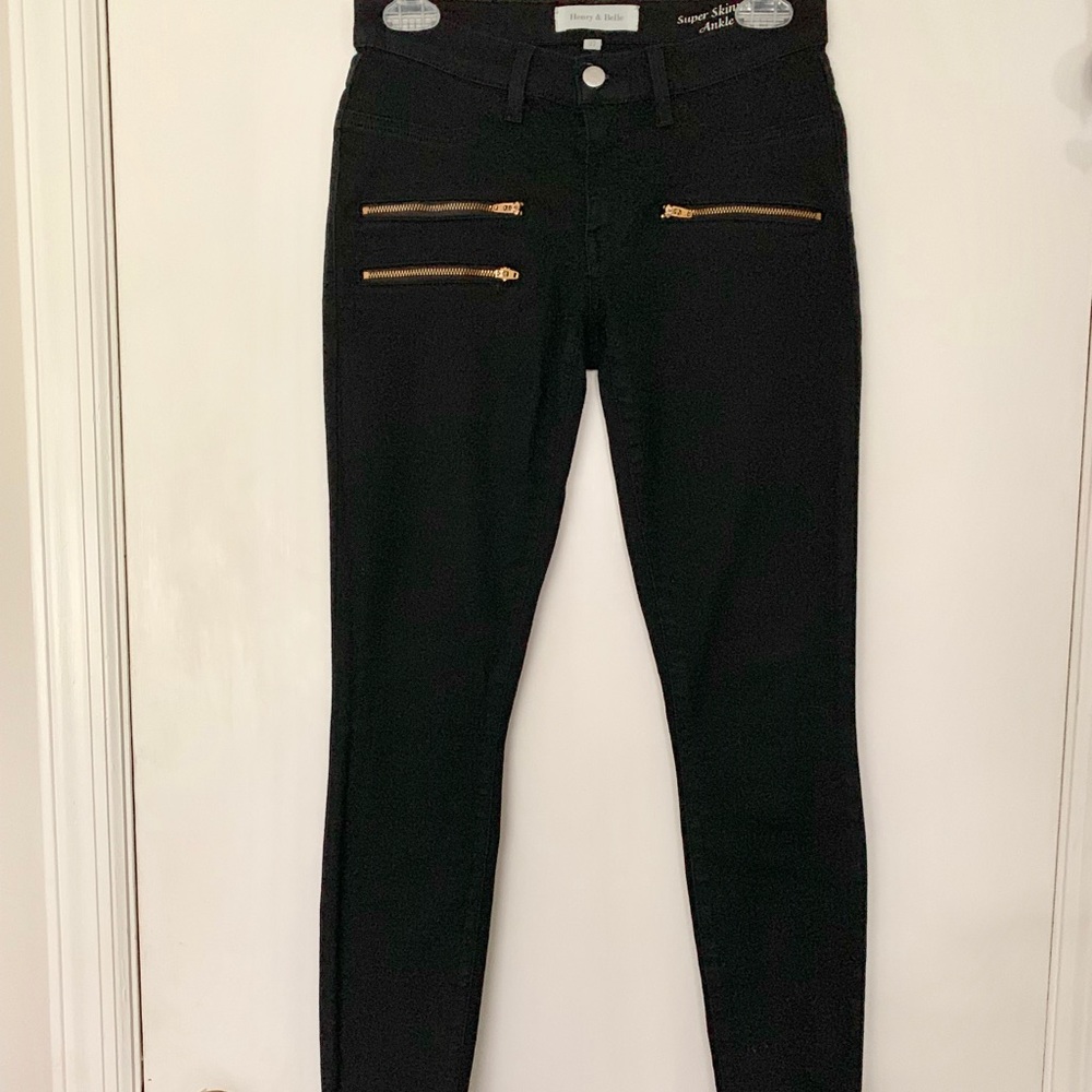 Henry & Belle Super Skinny Moto Zip Black Ankle 27